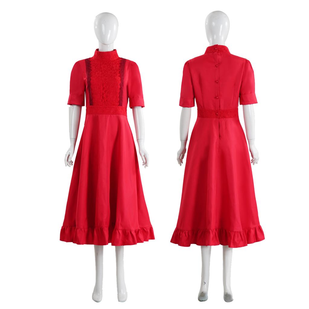 Костюм для косплея фильма ужасов Cross-border Factory Pearl, красное кружевное платье в винтажном стиле, наряд для Хэллоуин-вечеринки и сценического выступления