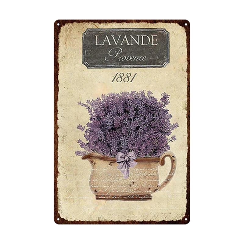 Металлическая жестяная вывеска с цветами в стиле ретро, ​​тарелки в стиле ретро, ​​роза, пион, лаванда, художественная табличка, винтажный постер, садовая комната, домашний Настенный декор, подарок