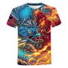 Новая мужская красивая футболка с коротким рукавом и круглым вырезом, модная футболка с принтом дракона в 3D, повседневная удобная уличная футболка