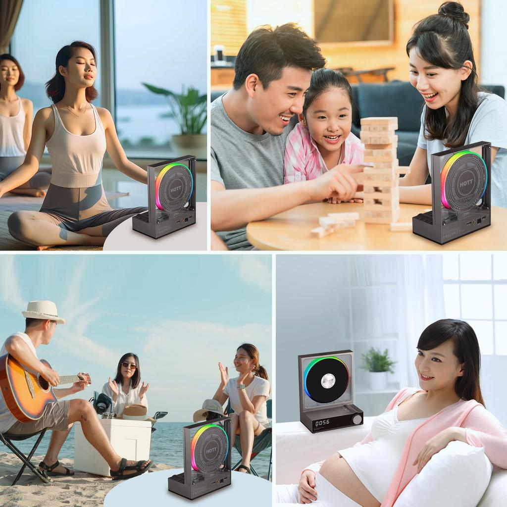 HOTT портативный настольный CD Bluetooth светодиодный цветной CD-плеер с пультом дистанционного управления TF Light небольшой CD-плеер для вечеринок и домашнего использования, 5.3, легкий,