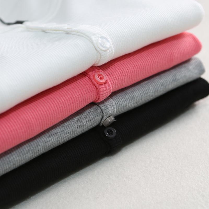 Threaded Cotton Autumn and Winter Women's Base Shirt Button Top Long Sleeve T-shirt All-match Inner Slim and Slim Autumn Clothes