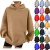 Women's Fashion Casual Solid Color Pocket Long Sleeve Hoodie