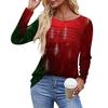 Ladies' Casual Fashion Printed Round Neck Long Pleated T-shirt Top Christmas