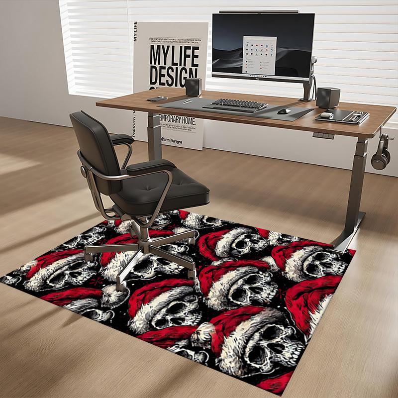 Christmas Santa Skull Chair Mat - Anime Cartoon Design, Non-Slip Carpet for Office, Home Decor, Living Room, Bedroom, Gaming Room & Dormitory.R036
