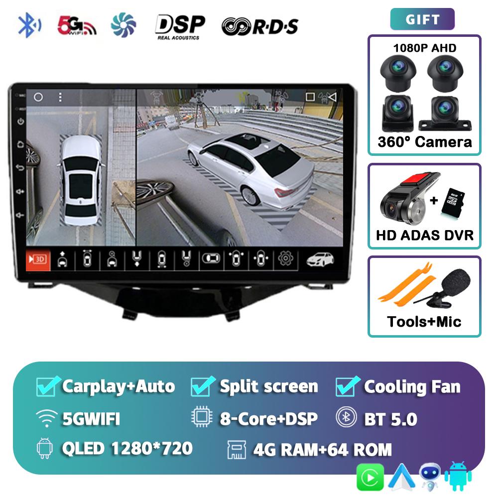 Android 14 Carplay Auto Car Radio For Toyota Aygo Peugeot 108 Citroen C1 2016-2020 Multimedia Video Player GPS Autoradio Stereo