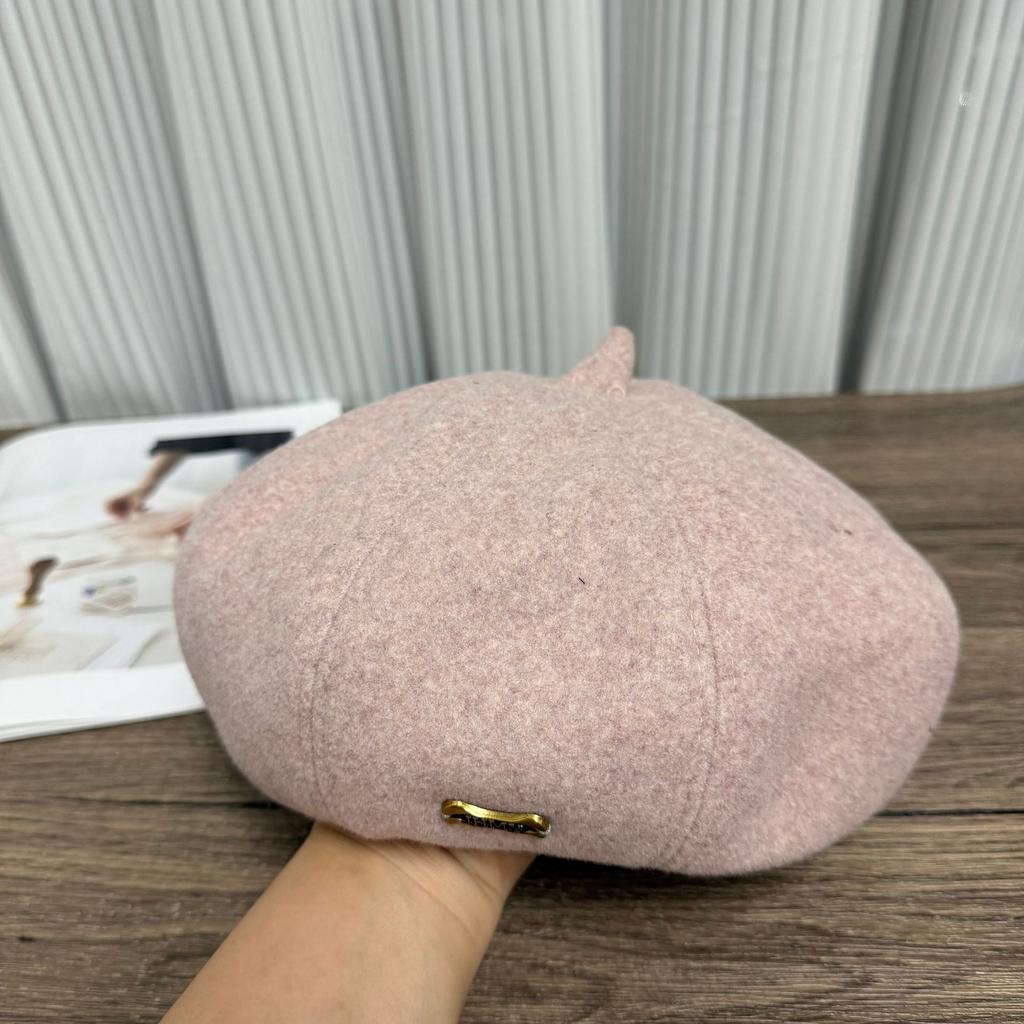 Retro metal standard beret women's autumn and winter new big head circumference showing face small painter hat versatile octagonal hat