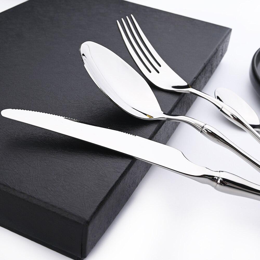 Dinnerware 18/10 Mirror Cutlery Set Stainless Steel Silverware Flatware Set Dinner Knife Fork Spoons Tableware For Home Kitchen