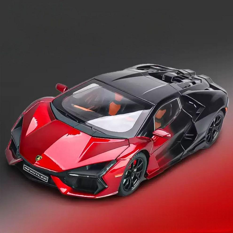 Lamborghini Revuelto 1:24 литых суперкара, гоночная модель из сплава с механизмом обратного хода, черная