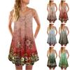 Women's Fashion Summer Casual Vest Sleeveless Bohemian Print Loose Tank Large Dress