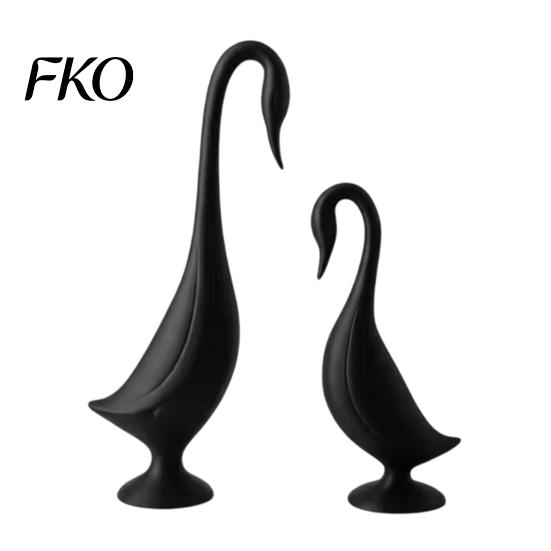 Niche Art Gift 2Pcs 3D Printed Swan Figurine, Artistic Sculpture with Stable Base, Decorative Double Ornament Ornaments, Minimalist Animal for