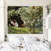 Rose Garden Pattern Oil Painting Style Hanging Cloth Home Wall Decoration Tapestry Bedroom Living Room Tapestry