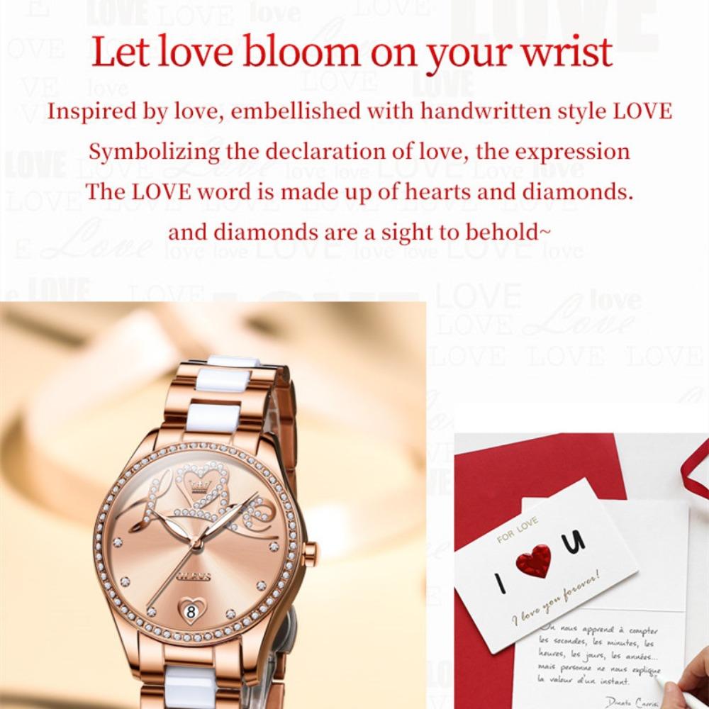 OLEVS Новые лучшие женские часы Love Diamond Dial, женские часы, полностью автоматические роботизированные часы