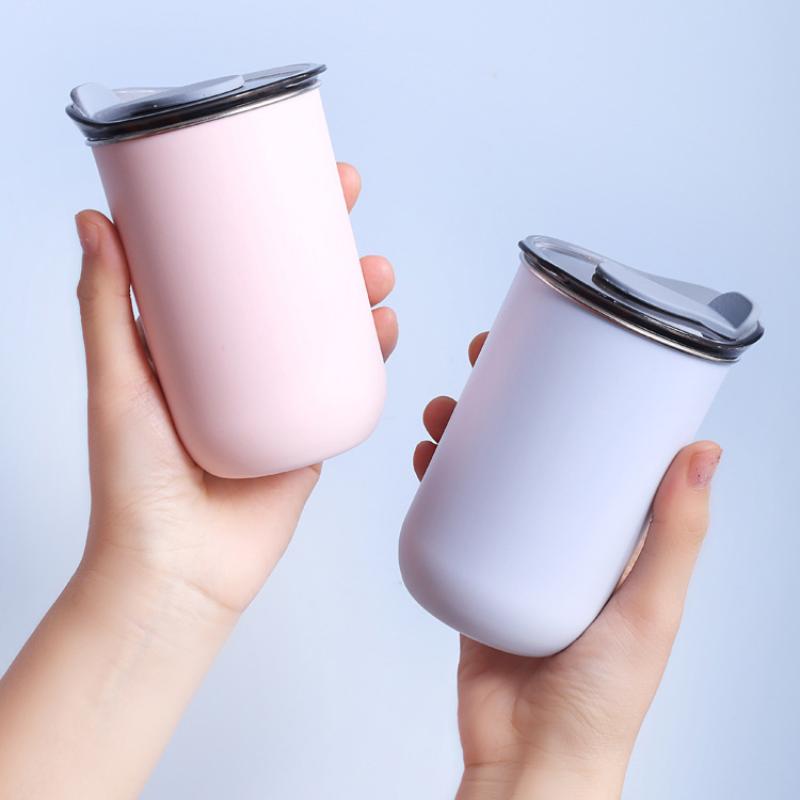Portable Stainless Steel Thermal Casual Coffee Cup Anti Slip Vacuum Heat Insulated Travel Mug with Lid Tea Coffee Milk Water Cup