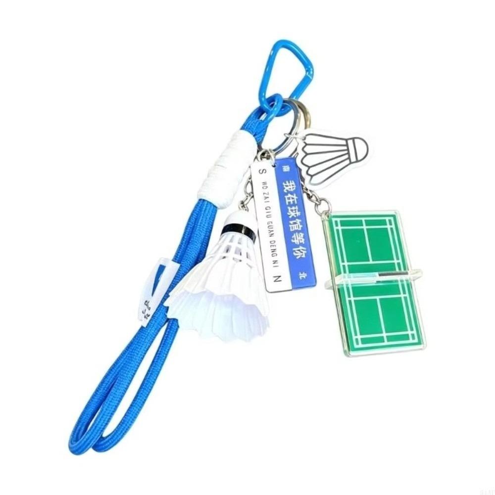 Acrylic Printed Badminton Charm Keychain Portable Ping Pong Keychain Badminton Key Ring