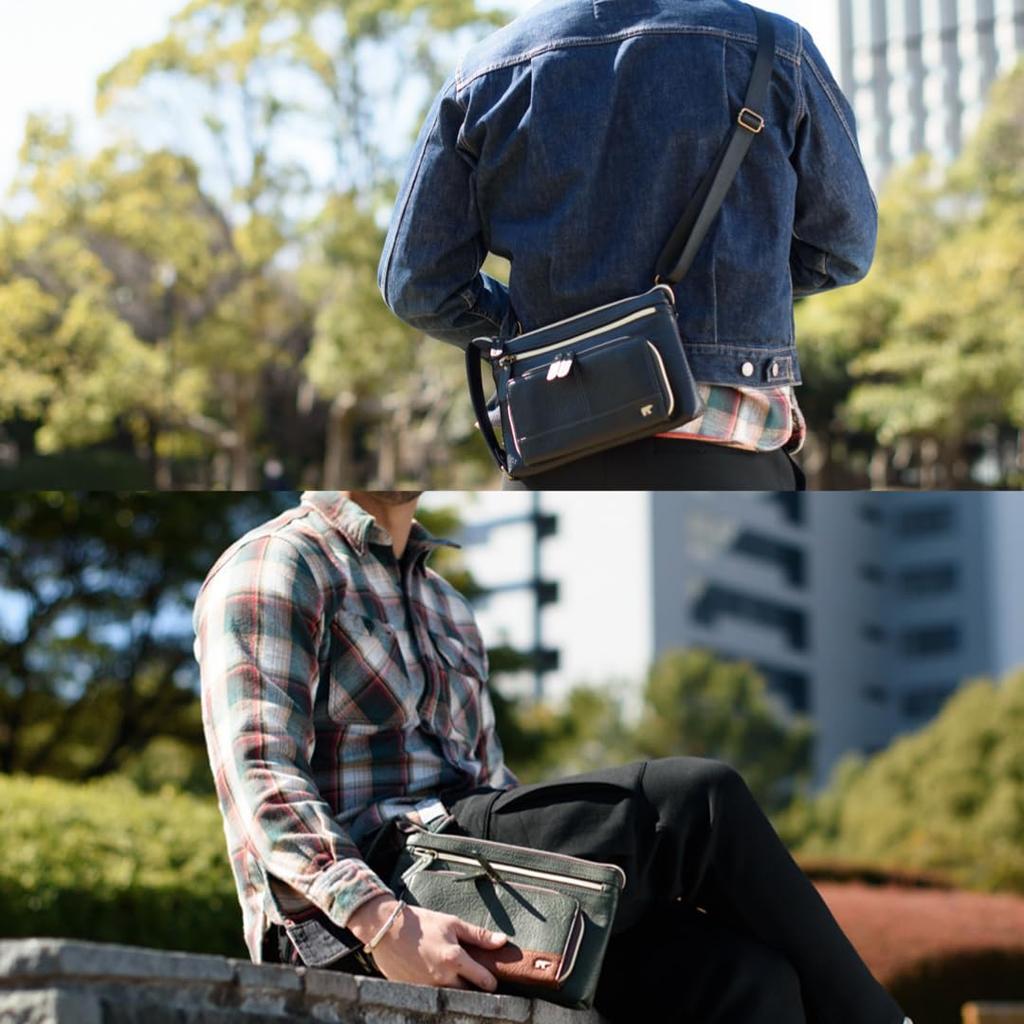 Сумка-клатч через плечо в античном стиле 2WAY, кошелек, вторая сумка через плечо GBMH3NE3, зеленая [Golden Bear], мужская