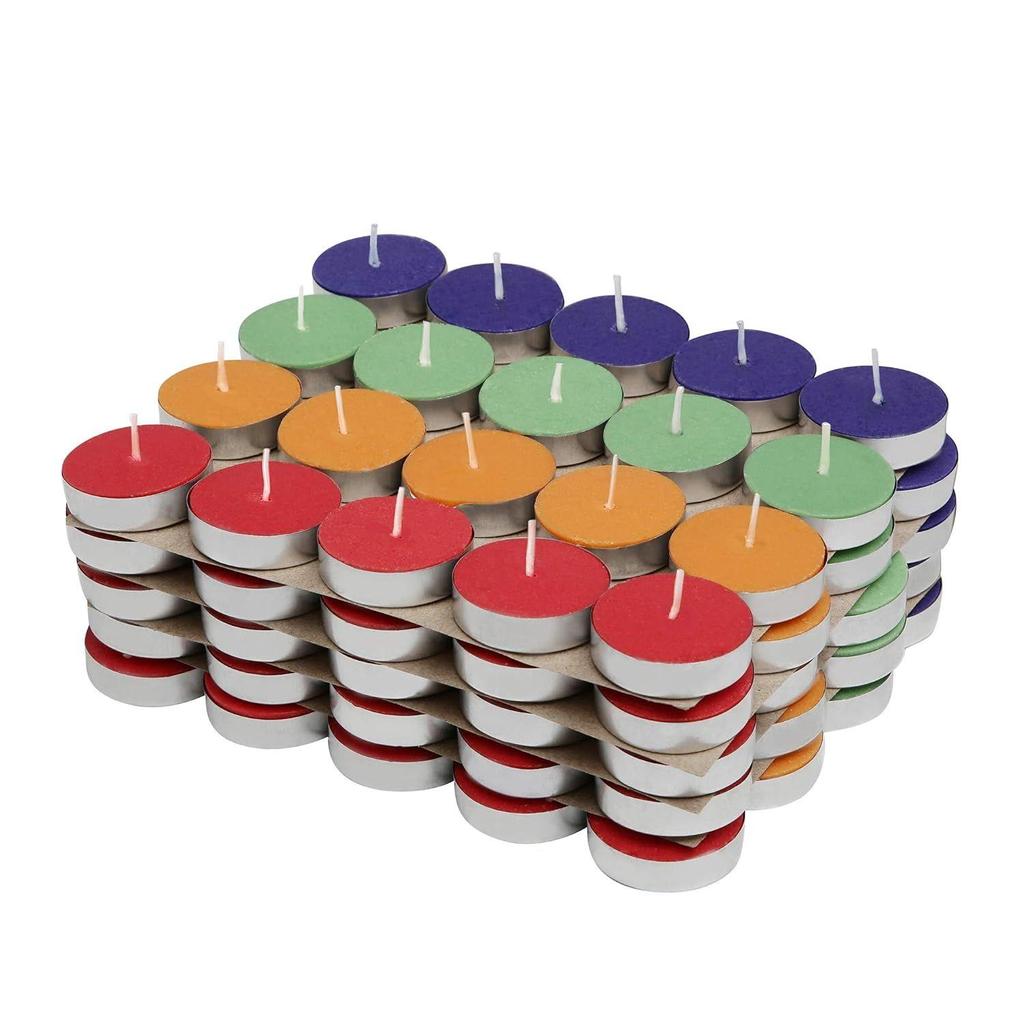 Colored Wax Tealight Candles(Set Of 100,Unscented),3.7 X 1.2 Cm,37 Mm