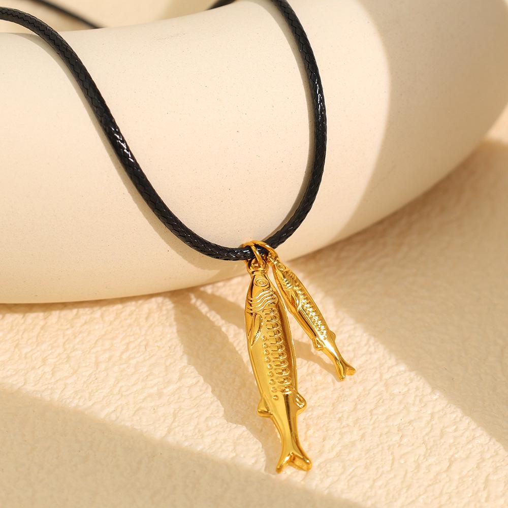 Европейское и американское ожерелье из титановой стали с кожей тунца: Тропический Океан Роскошные Женские Украшения из Нержавеющей Стали