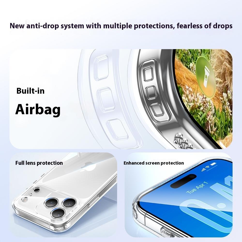 For iPhone 17 Pro Max Case Air Cushion TPU+Glass Back Shockproof Phone Cover