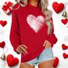 Женский повседневный пуловер с круглым вырезом и длинным рукавом с принтом ко Дню святого Валентина