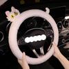 Милый Черный Кот Белый Кот Плюшевый Чехол на Руль Автомобиля Противоскользящий Впитывающий Пот Универсальная Ручка Руля Автомобиля