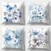 Домашний Декор Синие Цветочные и Бабочки Наволочки с Узором Наволочка для Подушки Подходит для Дивана Спальни Автомобиля