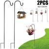 2Pcs Shepherds Hooks Hanging Plant Stake Bird Feeder Flower Pot Stand Outdoor Lantern Iron Hanger Stake Garden Lawn Decor