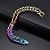 8mm/10mm/12mm Cuban Link Stainless Steel Man Bracelet Rainbow Colored Square Link Wristband Jewelry Gift for Dad Valentine's day