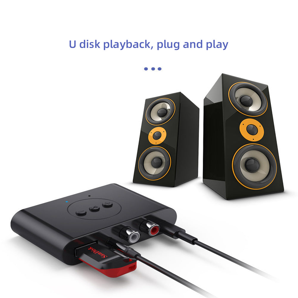 Аудиоприемник Bluetooth 5.0 3,5 мм AUX Jack U Disk NFC RCA стерео музыкальный беспроводной адаптер с микрофоном для автомобильного комплекта Bluetooth-динамика