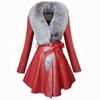 Fur Women's Medium and Long Style Plus Cotton Coat Slim Fit and Thin Pu Fur Imitation Fox Hair Collar Large Silver Fox Hair