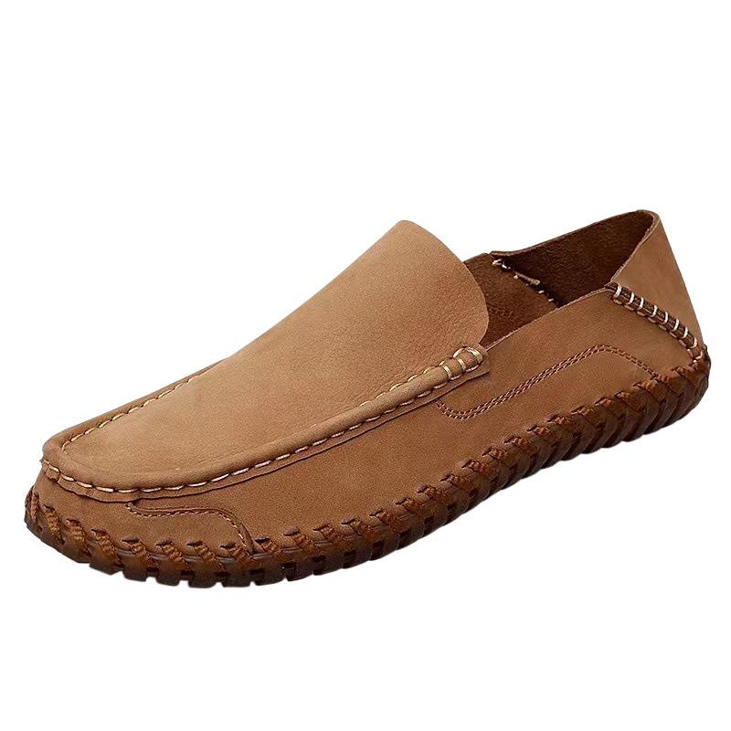 Large Size 48 Spring and Autumn Breathable Casual Beef Tendon Sole Driving One Pedal Doudou Shoes Soft Sole Leather Handmade Men's Shoes