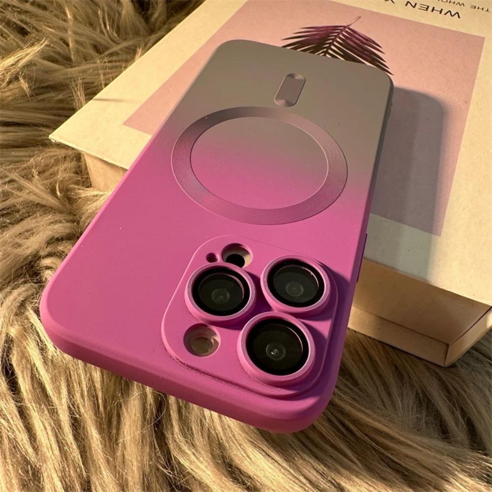 Беспроводная зарядка Чехол для телефона с градиентным узором Для iPhone 17 Air 16 15 14 13 12 11 Pro Max 17 Мягкий магнитный силиконовый чехол