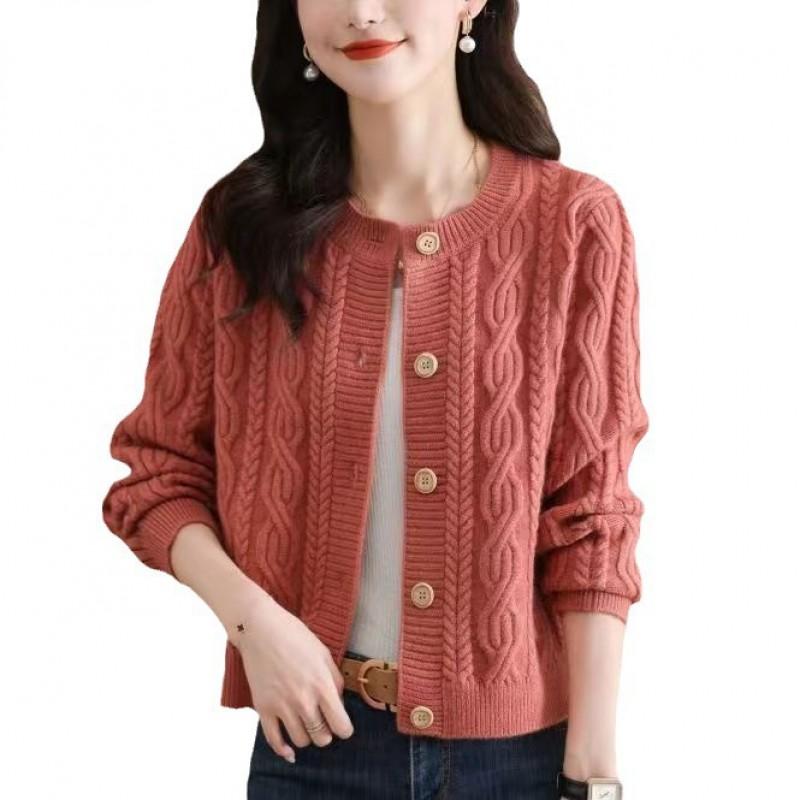 Womens Chunky Cable Knit Cardigan Sweater Short Length Long Sleeve Solid Color Casual Chic Outerwear 2026 Fall Winter