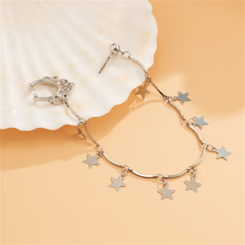 Богемные панк-сексуальные женские серьги-цепочки с кисточками, поддельные пирсинг, зажим для носа