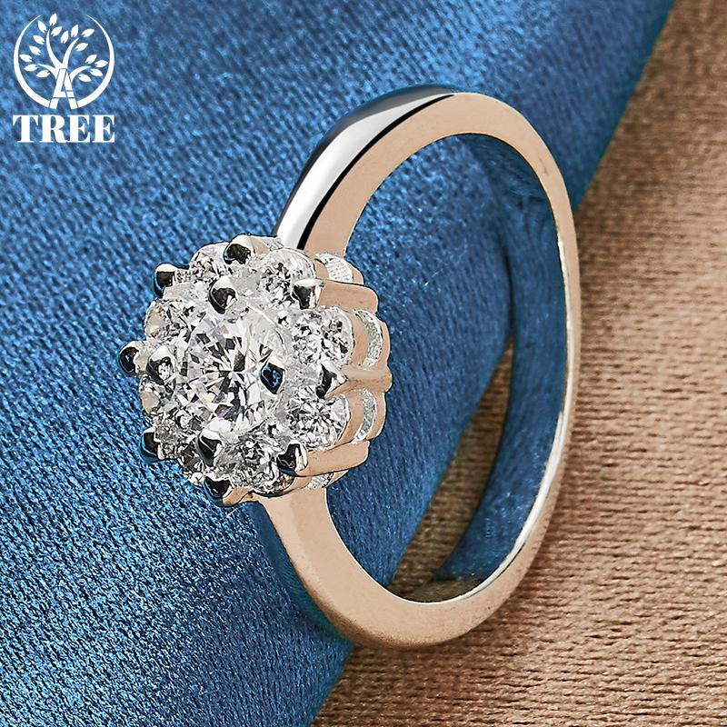 Ювелирные изделия из стерлингового серебра 925 пробы с большим цветком и цирконом AAA