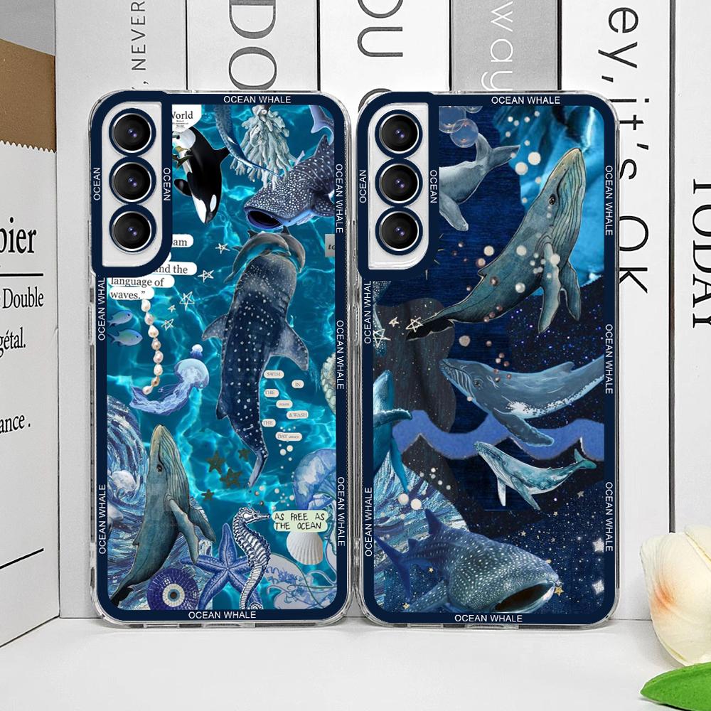 Чехол для телефона 'Плавающий китовый акула в океане' для Samsung Galaxy S25 S24 S21 FE S22 Plus S23 Ultra 5G Мягкие прозрачные чехлы Эстетичные Fundas