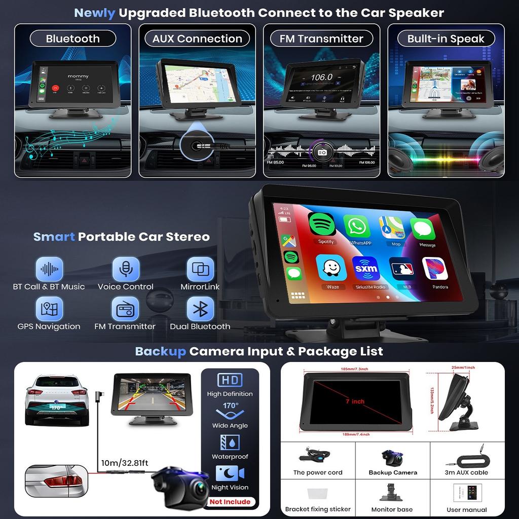 Новый 7-дюймовый Carplay портативный беспроводной автомобильный смарт-экран MP5 навигация реверсивный плеер