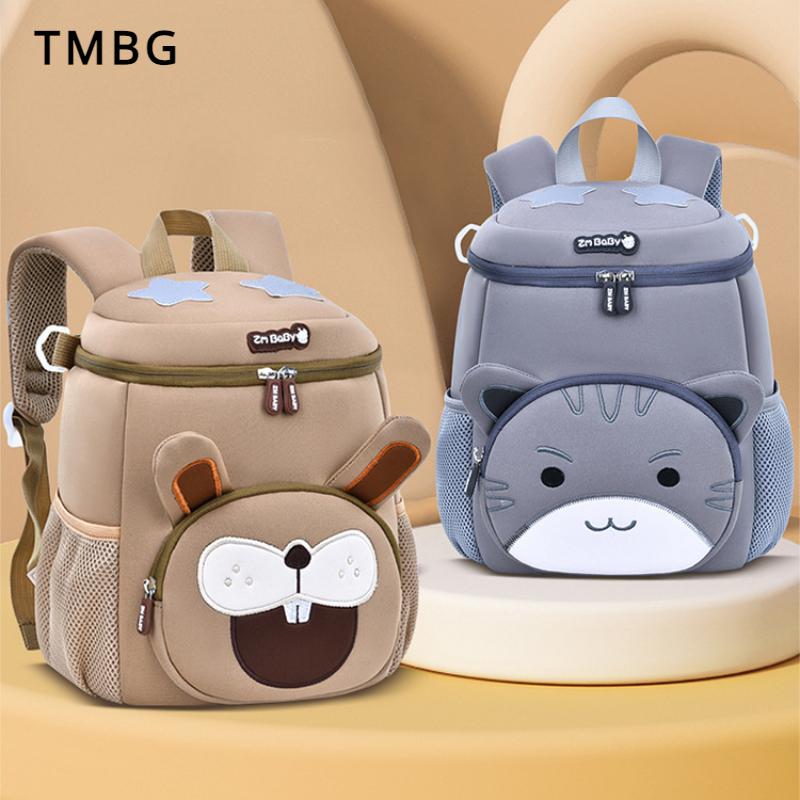 Autumn Winter New Kindergarten Schoolbag Three-dimensional Cartoon Lion Cat SBR Waterproof Satchel Lightweight Bucket Backpack for Boy 1-6 Years Old