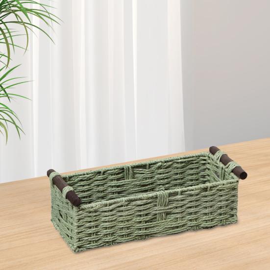 Прямоугольная корзина для хранения с ручкой, большая вместимость, многоцелевое декоративное плетеное украшение ручной работы