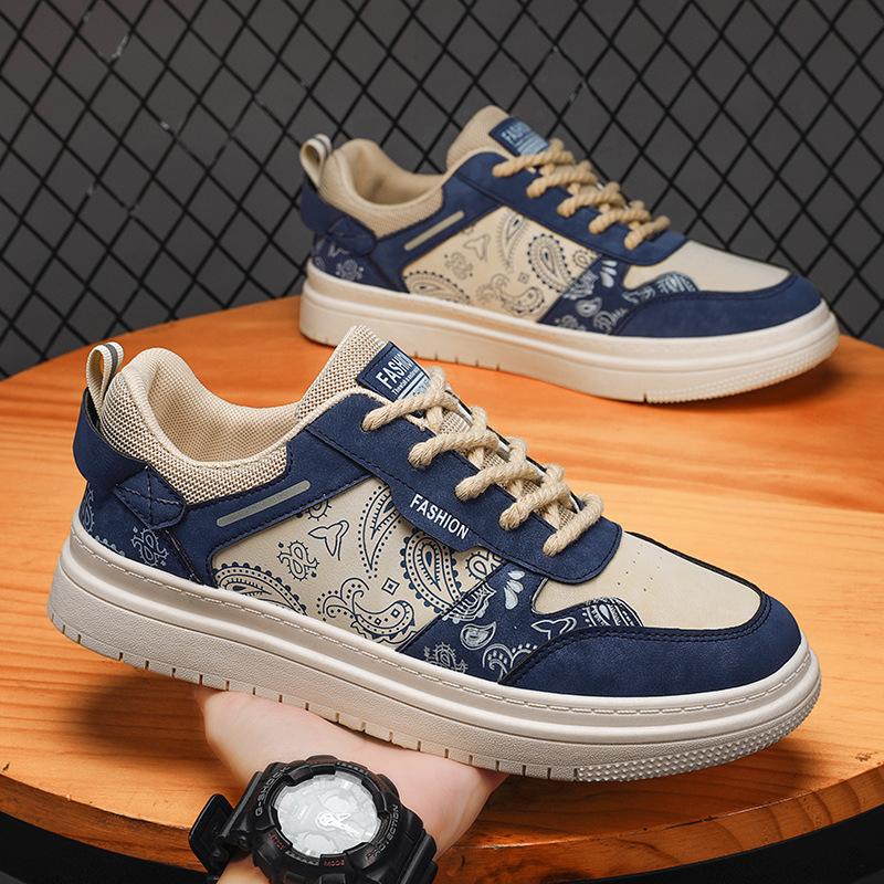 Men's Shoes Summer New Lace-up Handpainted Shoes Men's Trend Versatile Casual Board Shoes College Style Boys Canvas Tide Shoes