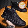 Fashion Winter Plus Velvet Short Boots Men High Top Shoes Men Leather Shoe Casual Sneaker Thick Bottom Shoes Man Warm Cotton Boots Tenis