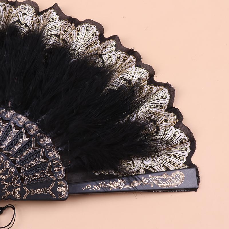 Перо Складной Веер Милая Фея Девушка Темный Готический Придворный Танец Рука Подарок