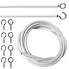 5M White Window Net Curtain Wire Cord Cable With 6 Hook And Eye