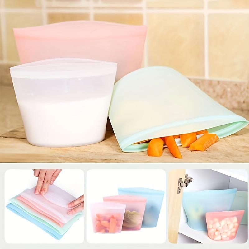 3PCS Silicone Food Storage Bag Reusable Stand Up Zip Leakproof Containers Fresh Bag Food Storage Fresh Wrap Ziplock