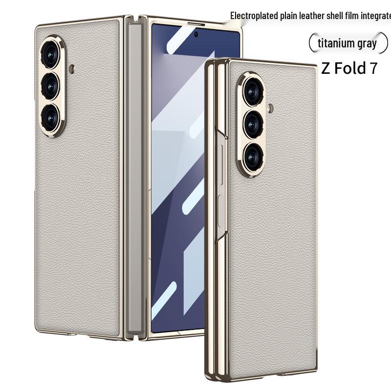 Однотонный гальванизированный кожаный чехол для Samsung Z Fold7