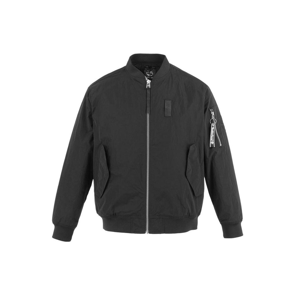 Timberland Solid Color Zip Collar Cotton Jacket Men Jackets Black A21XS-001