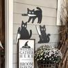 Cat Door Topper Halloween Door Frame Decoration Spooky Wooden Cat