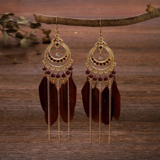 1 пара женских серег-подвесок в богемном стиле, этнические серьги с синтетическими перьями, изысканные женские серьги-подвески