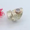 Christmas Gift Rose Quartz Gemstone Artistic Ring 925 Sterling Silver Jewelry
