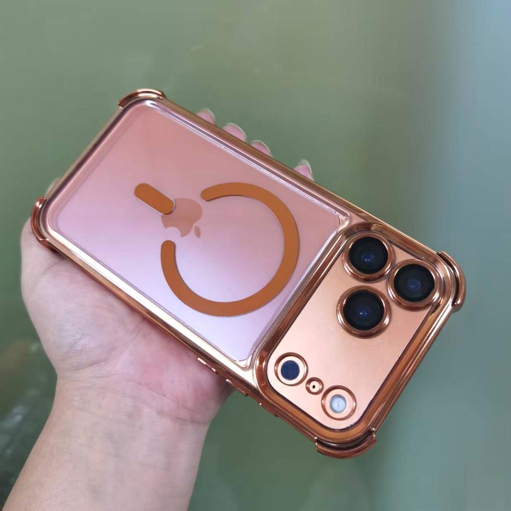 Новый прозрачный ударопрочный магнитный чехол с покрытием для iPhone 17 17 Air 17Pro 17 Pro Max Для беспроводной зарядки Magsafe
