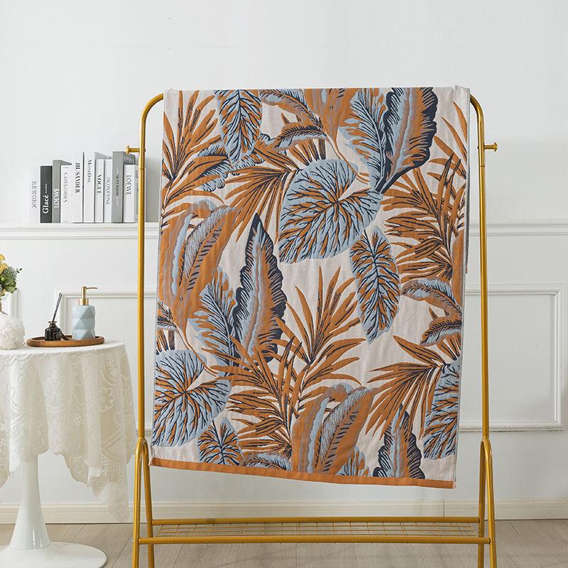 90 X180cm Absorbent Quick Drying Floral Large Bath Towels 4 Layer Gauze Towel Cotton Blanket Boho Jacquard Air Conditioning Thin Comforter Blanket 1pc